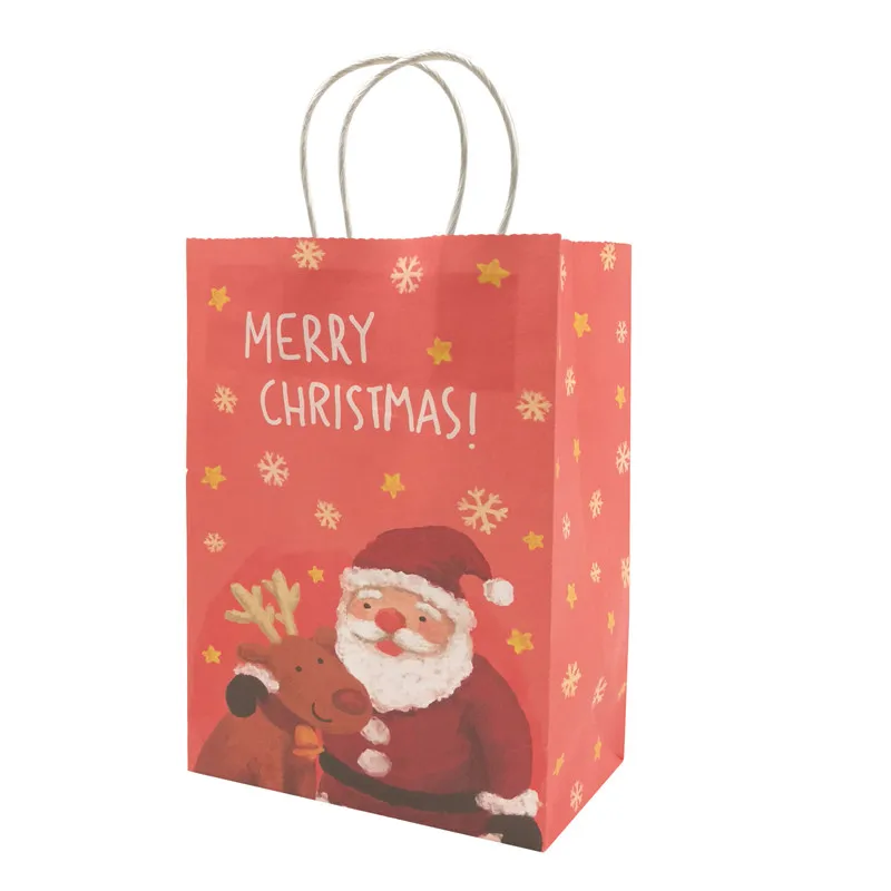 

5pcs Merry Christmas Paper Candy Bags Christmas Tree Santa Claus Snack Candy Baking Packaging Cookies Gift Bag Party Decorations