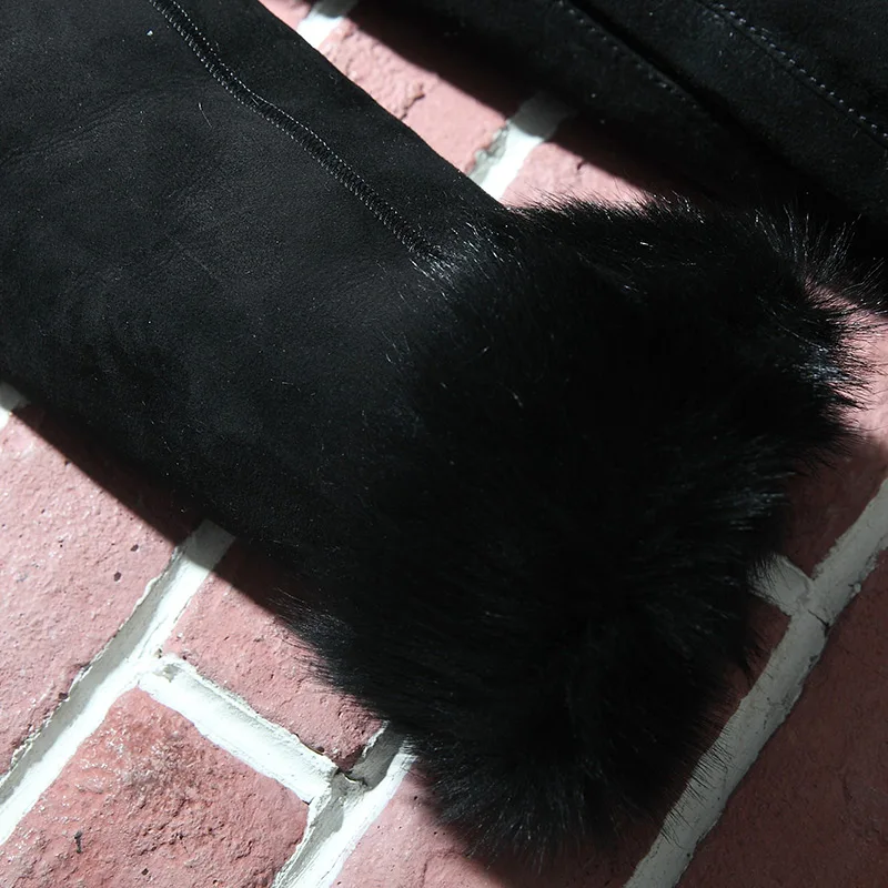 

Quality Black Long Men's High Coat Winter Genuine Leather Men Jacket Sheepskin Mens Fur one Jackets and Coats