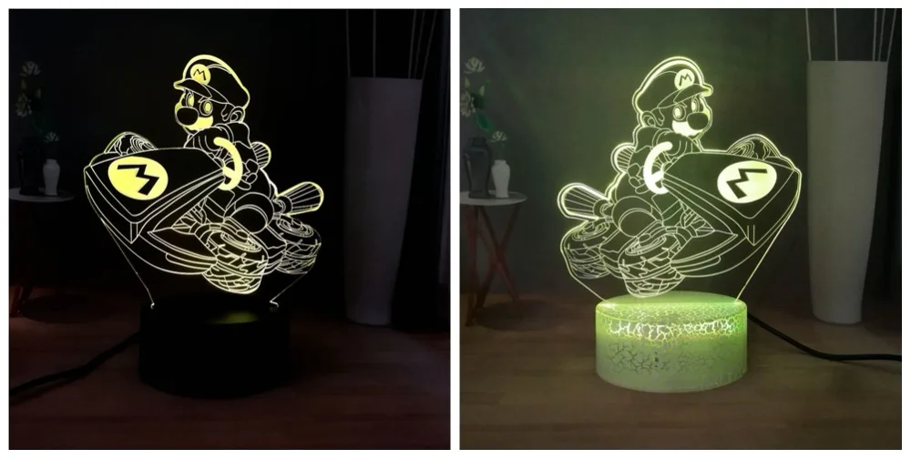 Новая иллюзия 3D милая лампа в виде Марио Новинка USB Touch 7 цветов Изменение светодиодный ночной Светильник для детей подарок