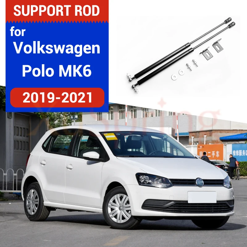 Barras de elevación de choque de resorte de Gas para capó de coche, accesorio de reacondicionamiento, varilla hidráulica, estilo de coche para VW Polo 2019 2020 AW MK6