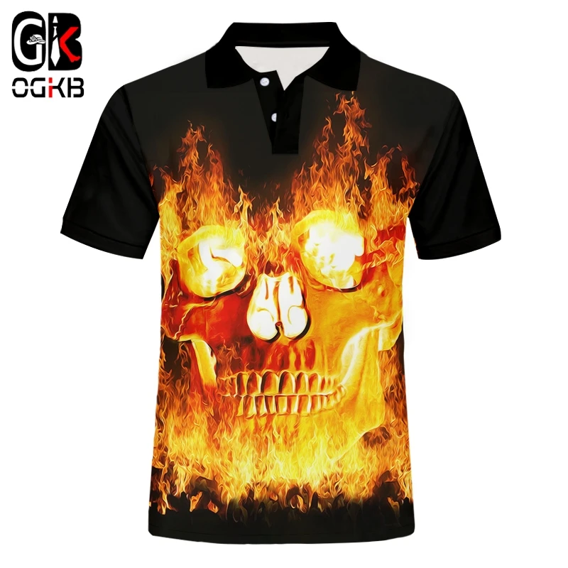 OGKB в стиле хип хоп 3D футболки для младенцев мужского пола Холодное пламя с