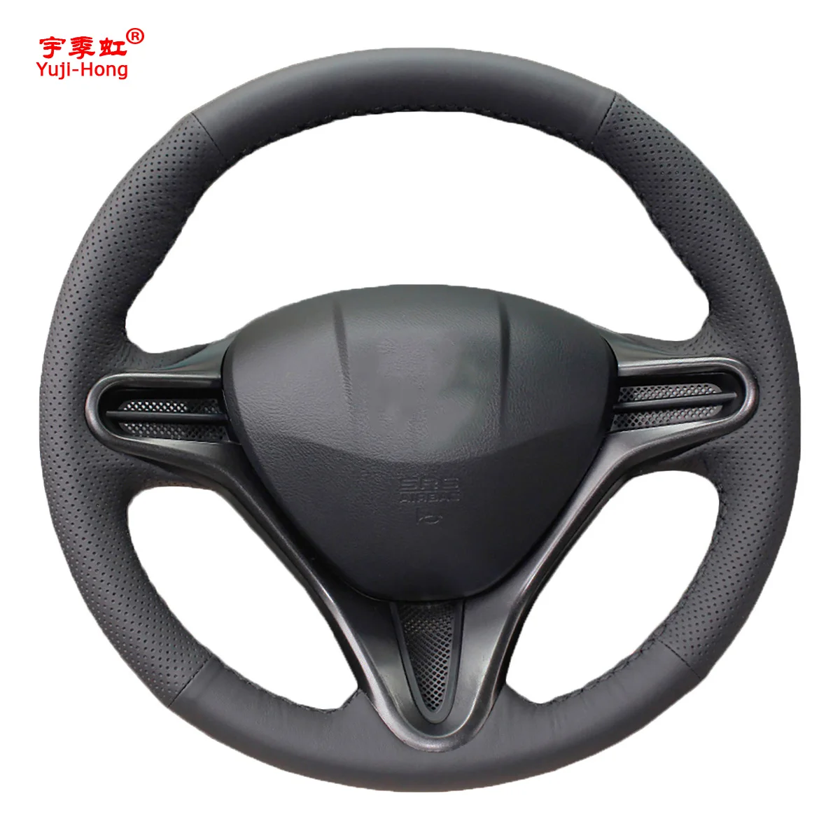 Черный чехол из искусственной кожи для Honda Civic VIII Тип R 2006-2011 (3 спицы) Алькантара |