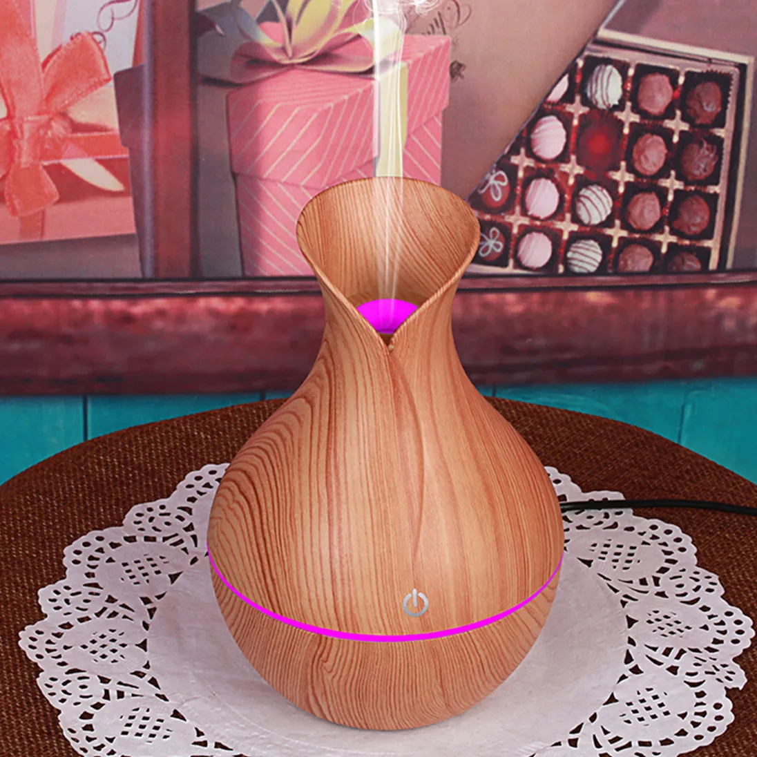 

130ml Mini Air Humidifier Ultrasonic Usb Wood Grain Led Light Electric Essential Oil Diffuser Aromatherapy Home Aroma Difuser