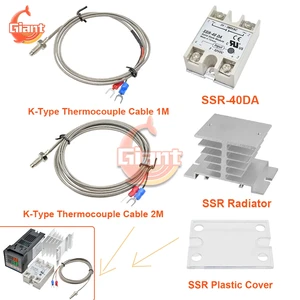 SSR-40DA Relay 1M 2M K Type Thermocouple Probe Cable SSR Radiator Relay Cover Replacement Part for REX-C100 Digital Thermostat