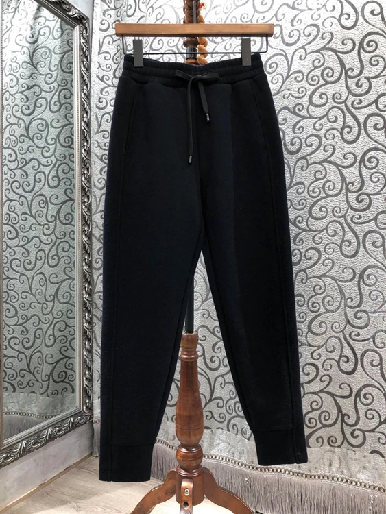 

2020 autumn and winter new women's drawstring tie knotted waist solid color all-match casual pants 1202