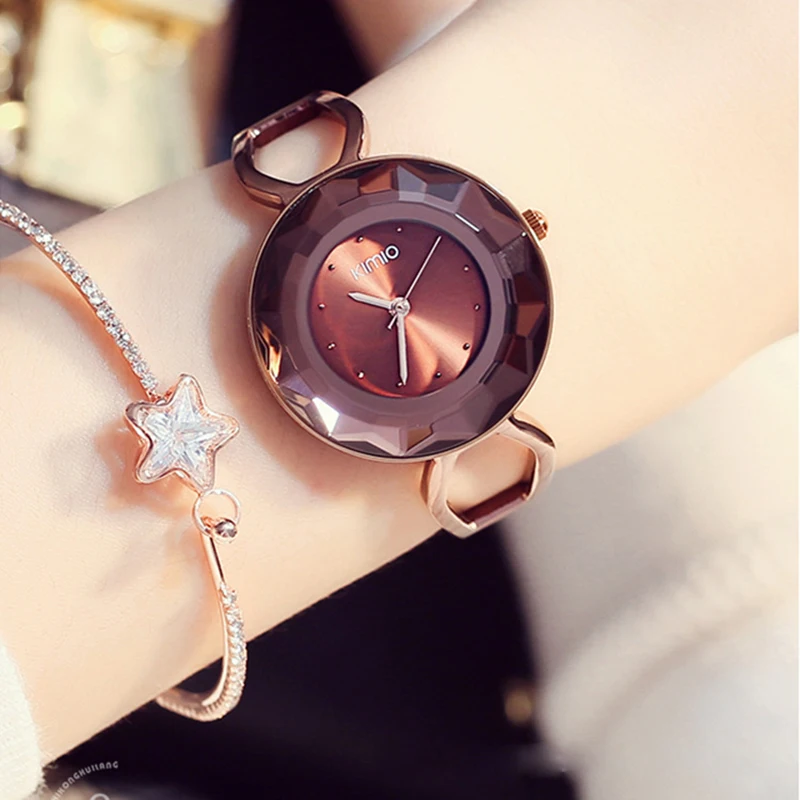 KIMIO тонкие многогранные водонепроницаемые часы с большим циферблатом женские