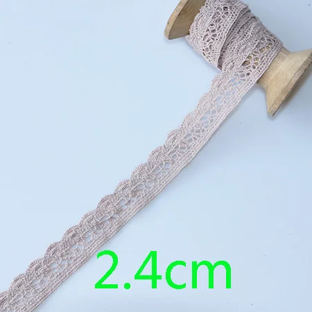 5 ярдов много тканый хлопок кружево отделка DIY шитье шторы Ремесло Украшение ребенок синий ребенок розовый хлопок отделка кружевная лента - Цвет: 2.4CM 5 YARD