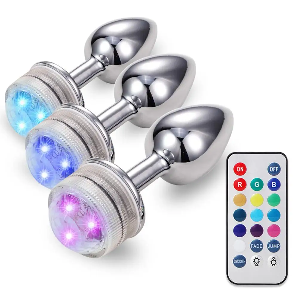 

Metal Anal Plug Dilator Bead Remote Control Color Changing LED Light Sex Toy Color Changing Masturbation Tool Sex Toy for women