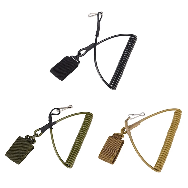 

Outdoor Camping Tactical Pistol Elastic Lanyard Spring Retention Rope Keychain Sling Travel Multifunction Tools
