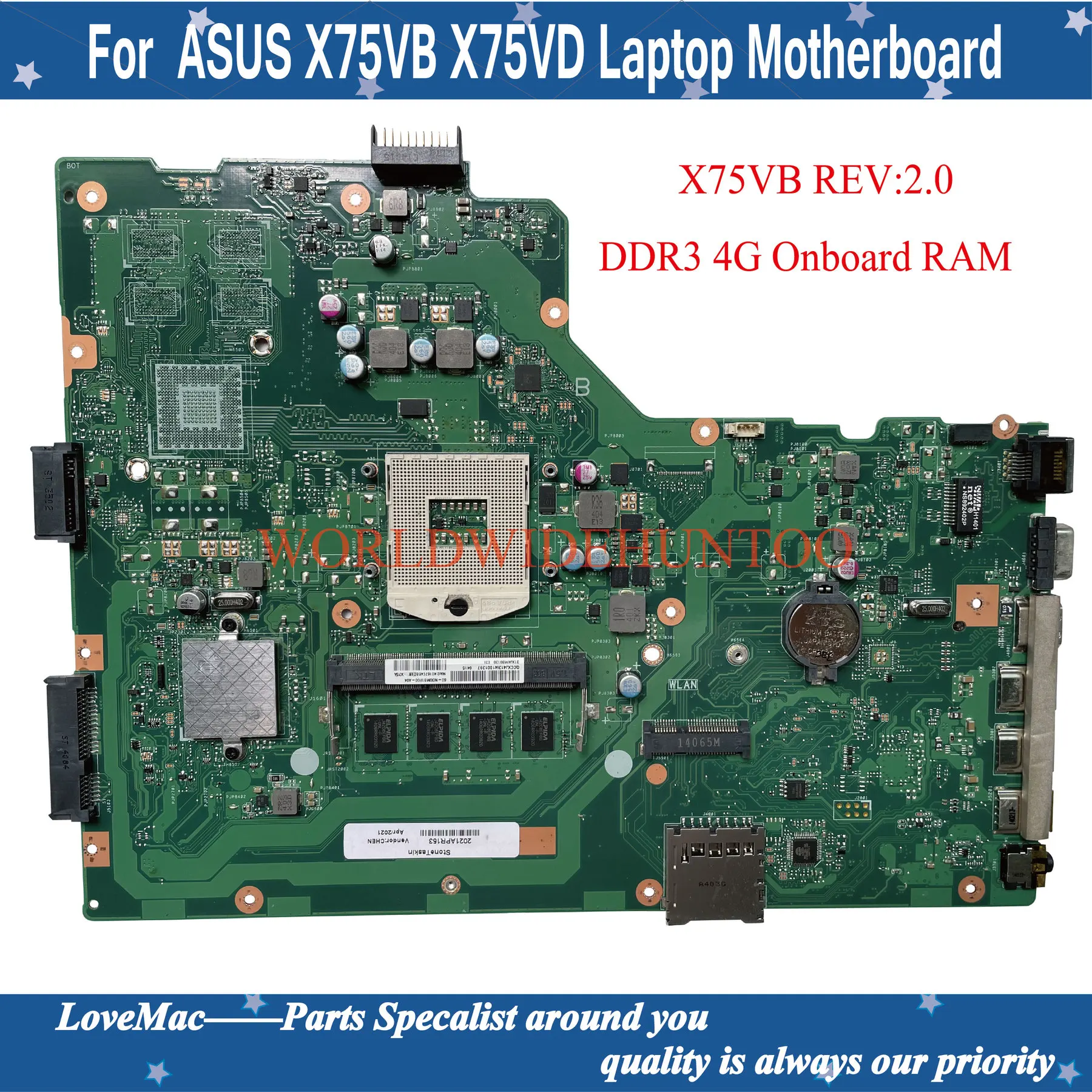 X75VB REV: 2 0 Материнская плата Asus A75A X75A ноутбука HM76 Поддержка Intel I3 I5 I7 серии процессор