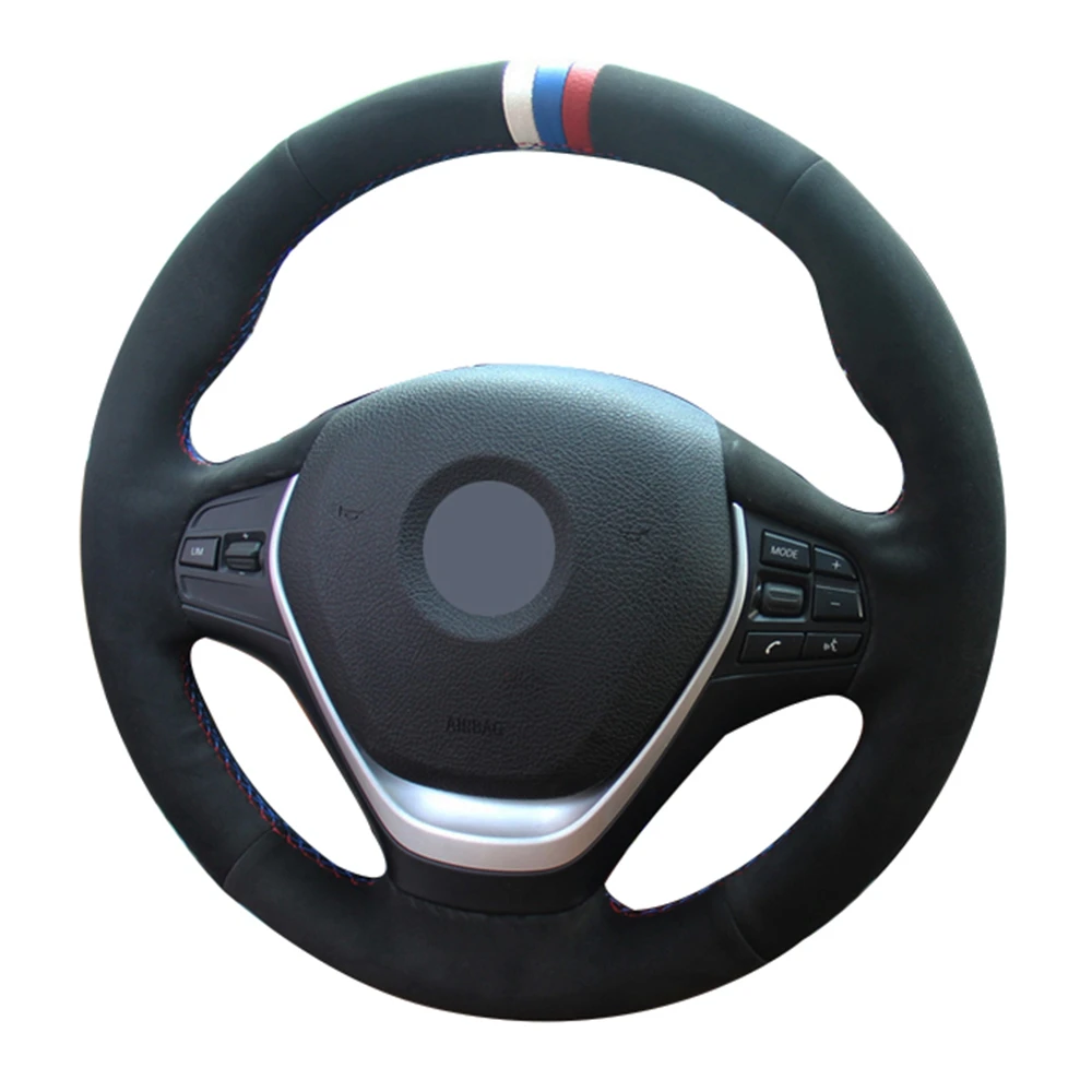 

Hand-Stitched Anti-slip Black Genuine Leather Suede Car Steering Wheel Cover For BMW F20 F21 F22 F23 F30 F31 F34 F32 F33 F36