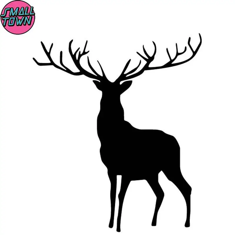 

Small Town 13.6CM*16.1CM Deer Car Stickers Pattern Decor Body Of Car Vinyl Decal Accessories Black/Silver C4-1937