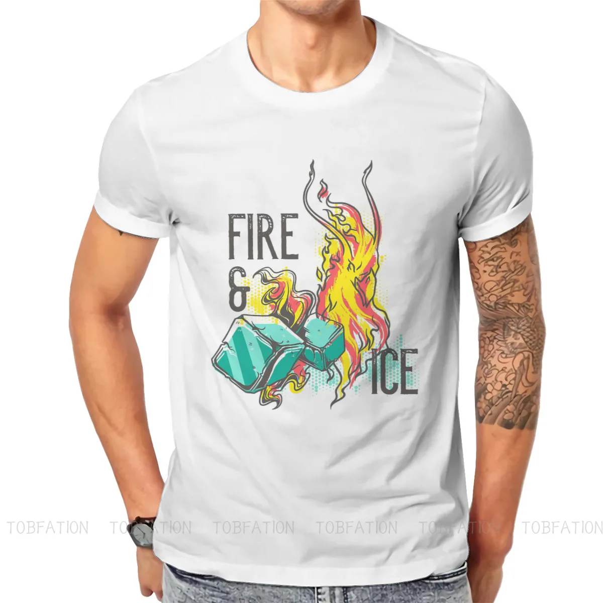 

Fire Ice Essential Might and Magic Role Playing Game T Shirt Vintage Fashion Plus size O-Neck TShirt Sales Harajuku Men's Tops