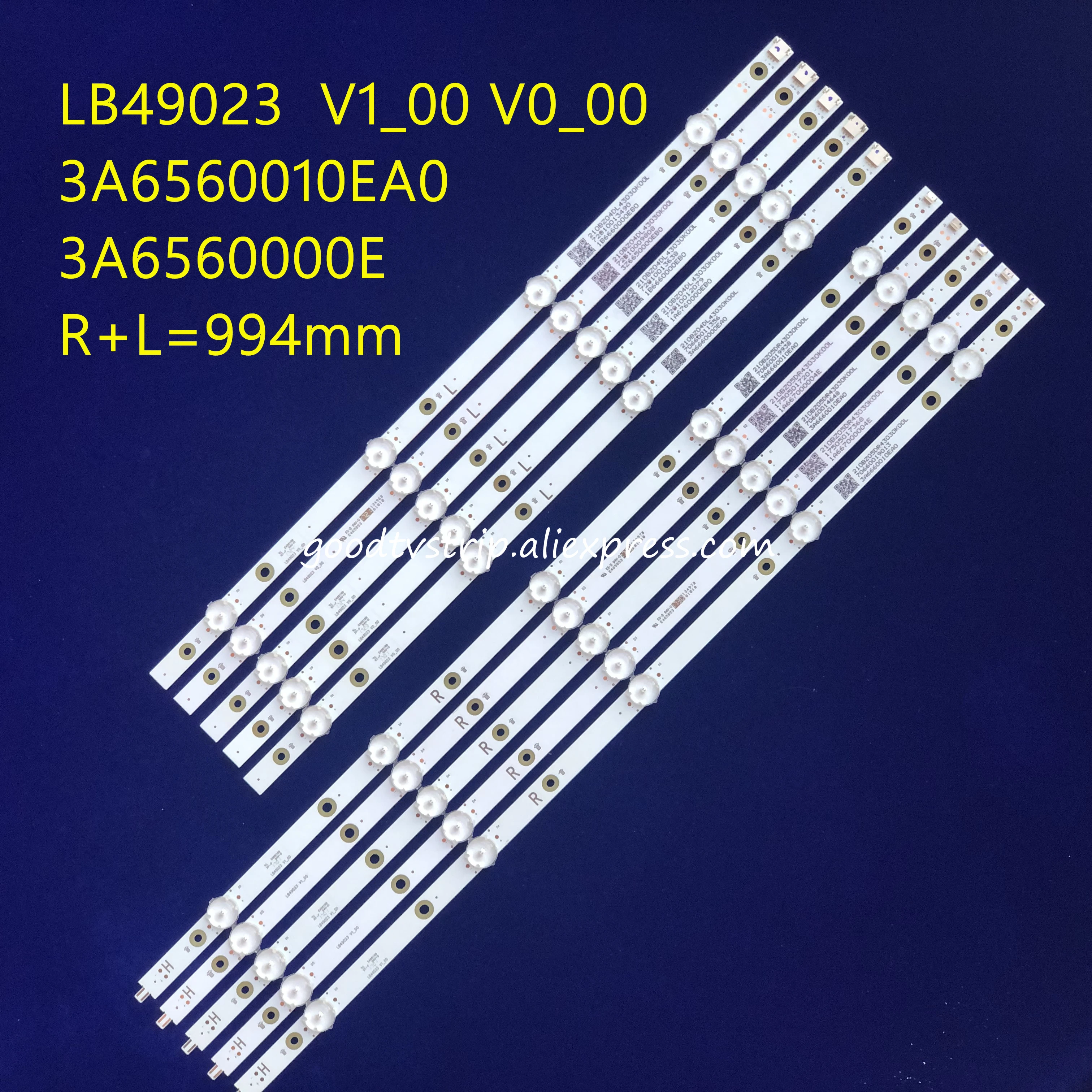 

5set=50 PCS LED backlight strip for 49PUS7503 49PUS6162 49PUS6412 TT4906F LB49023 V1_00 V0_00 3A6560010EA0 3A6560000EA0