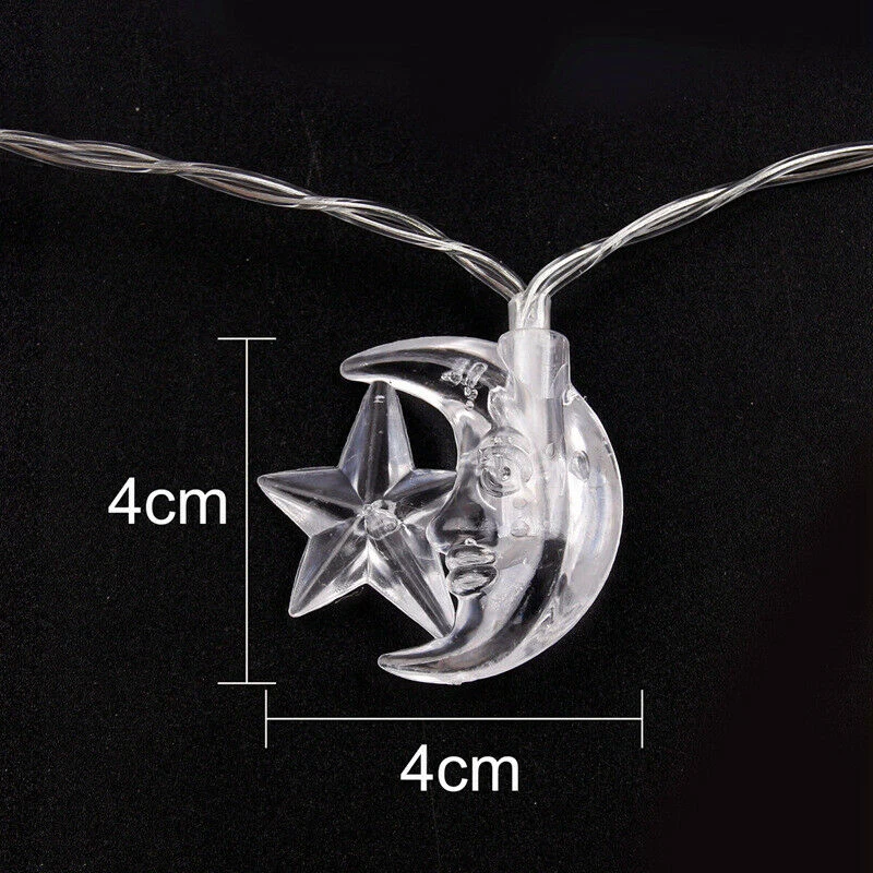 

10/20/40LED String Lights 1.5/3/6m LED Light Star Moon Outdoor String Lights For Islamic EID Ramadan Festival Christmas Decor