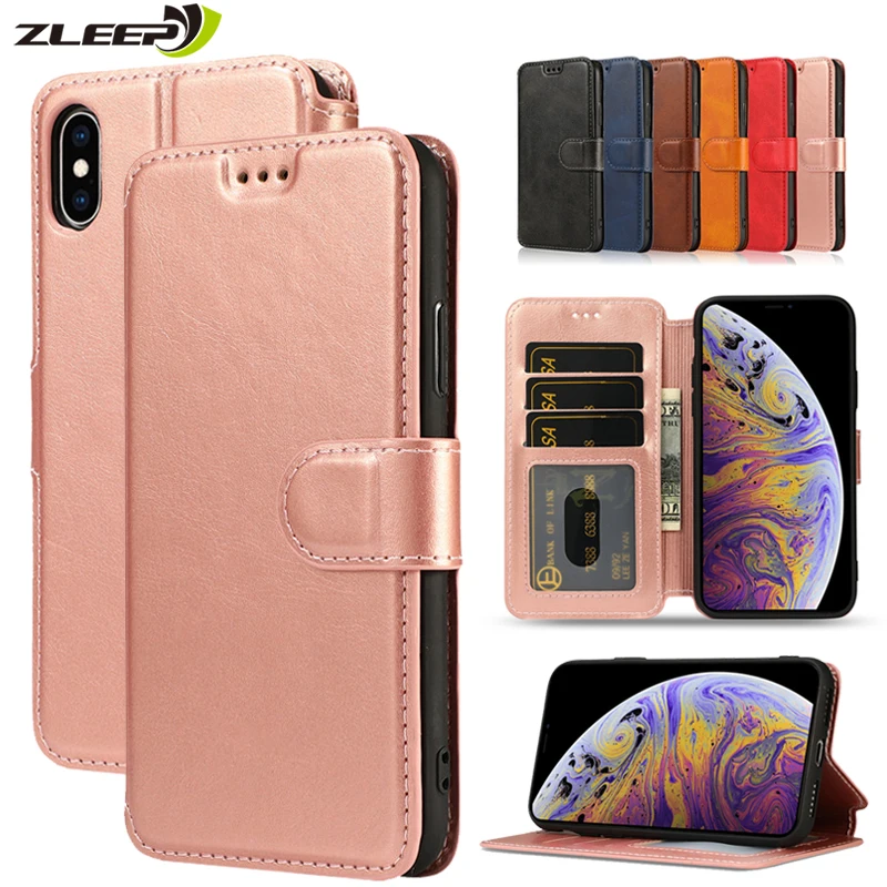 Vintage Leather Flip Wallet Case For iPhone 11 Pro X XS MAX XR 5 5s SE 6 6s 8 7 Plus Magnetic Card Holder Phone Cover Coque Etui