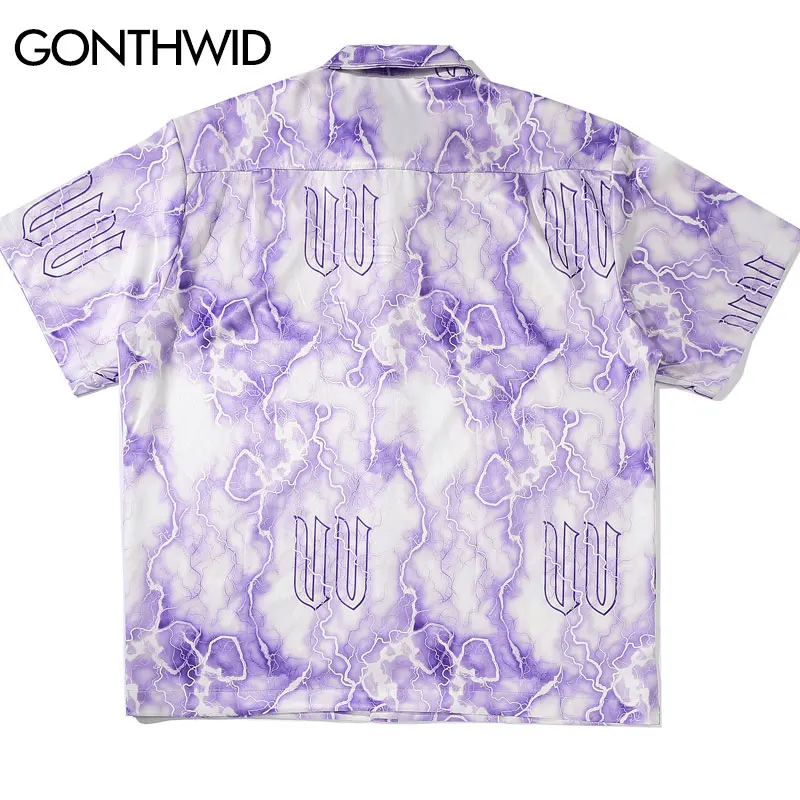 Мужская рубашка на пуговицах GONTHWID Повседневная с короткими рукавами и принтом