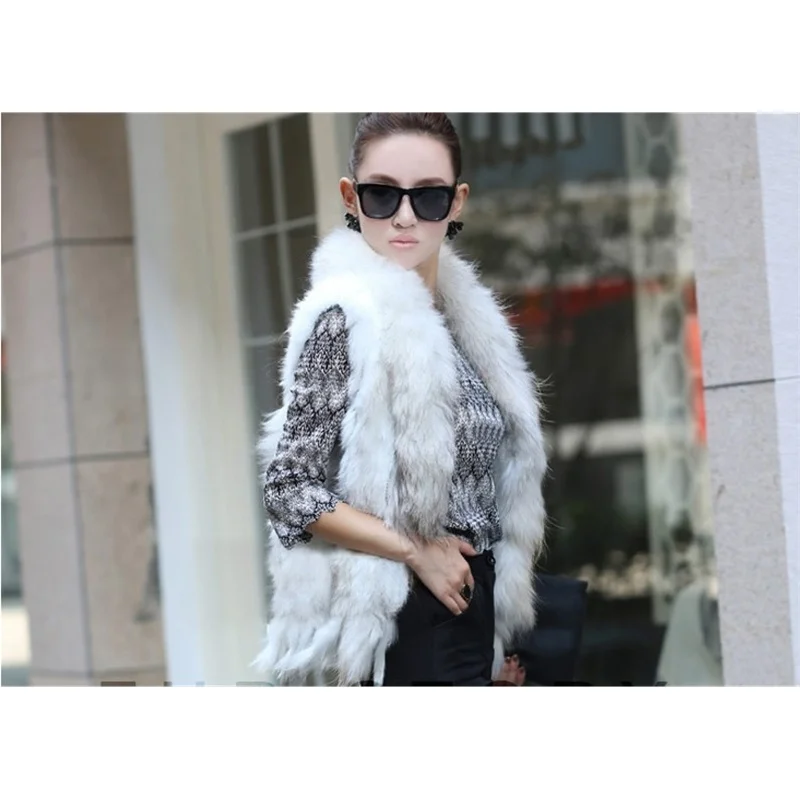 

New rabbit woven vest ladies Short hair rabbit fur grass vest jacket