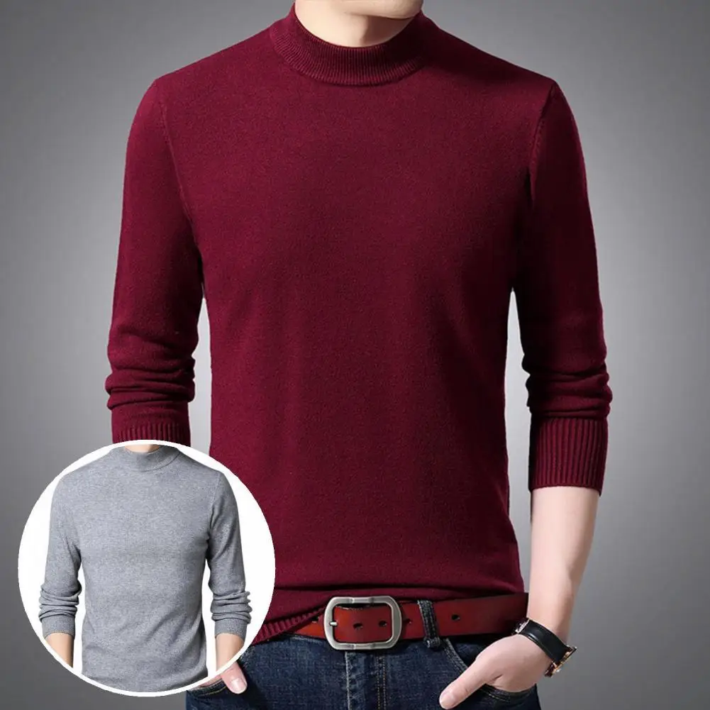 

Skin-friendly Fabulous Pullover Slim Business Sweater Knitted Base Shirt Anti-shrink for Work