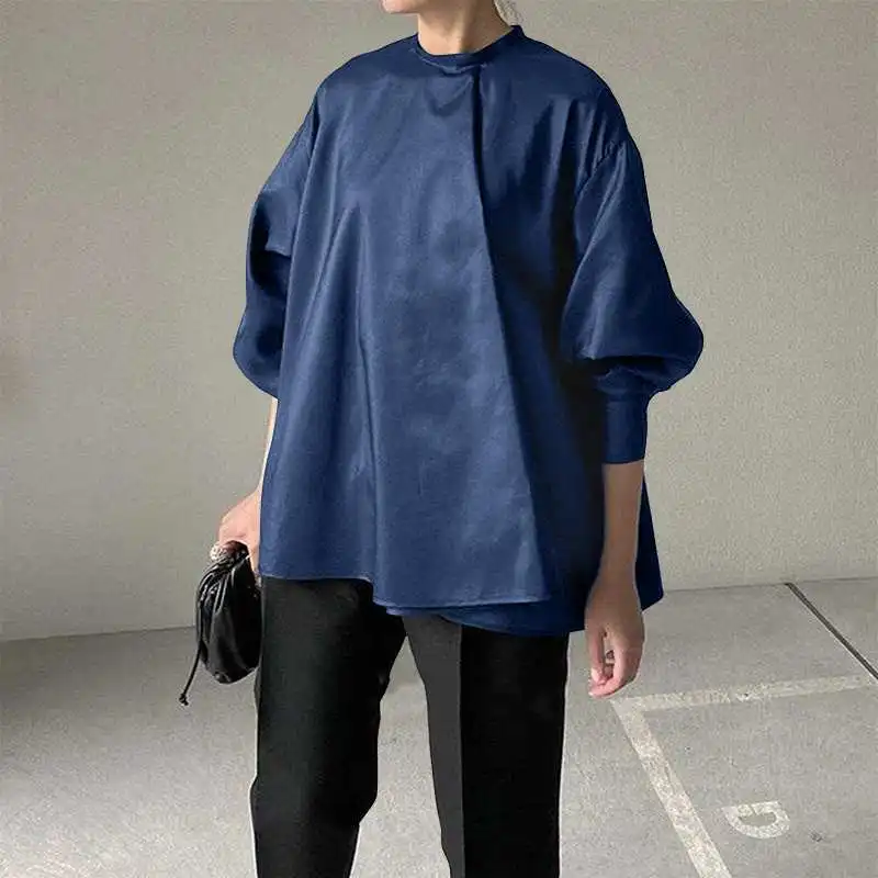 

VONDA 2021 Women Blouses Ladies Casual O Neck Long Sleeve Solid Shirts Loose Office Blusas Femme Bohemian Party Tops Oversize