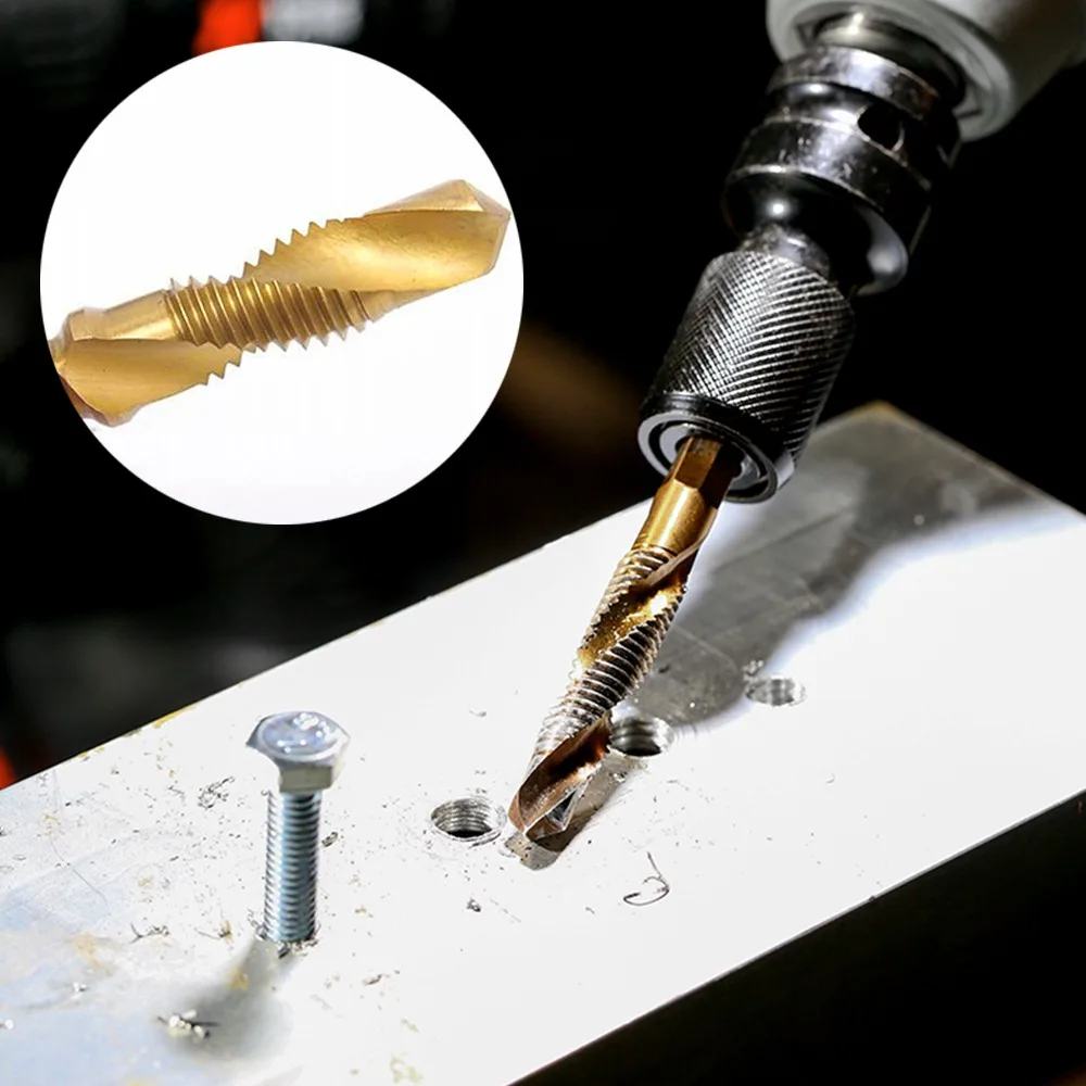 

M3-M10 Tap Drill Bit Metric High Speed Steel Conversion Hex Tool Three-in-one Compound Tap Chisel Tool