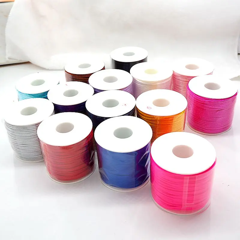 Chenkai 2mm 50M/Roll 14-Color Nylon Satin Cord Chinese Knotting Silky Macrame Rope Baby Teether Nursing beads necklace bracelet | Мать и