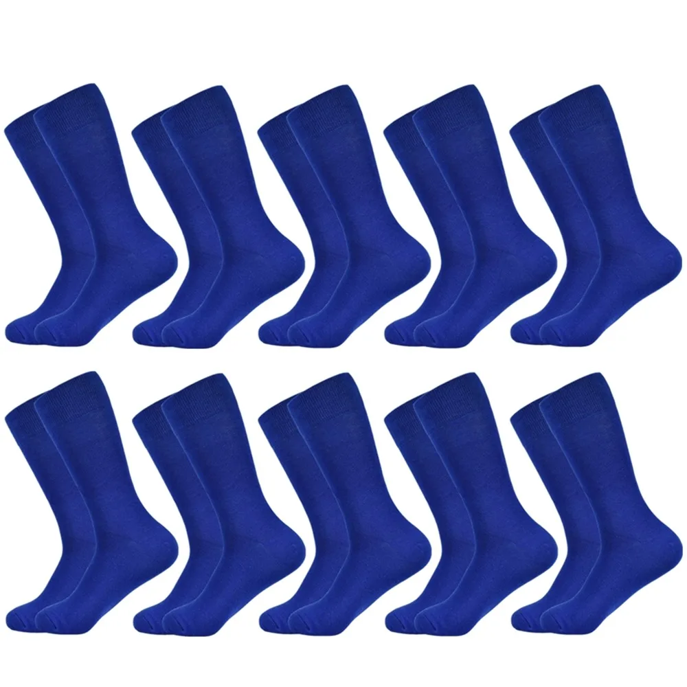 10 pairs socks-A19 Мужские носки, новинка, одноцветные хлопковые носки, черные, синие, красные, фиолетовые, желтые, зеленые носки, цветные, Полноразмерные, Классические мужские носки - Цвет: 10 pairs socks-A19