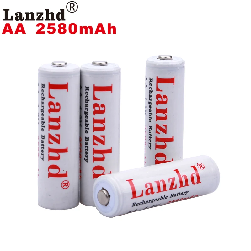 8 шт. NI MH AA аккумуляторные батарейки 1 2 В NI-MH литиевая батарея Pro 2580 мА · ч для