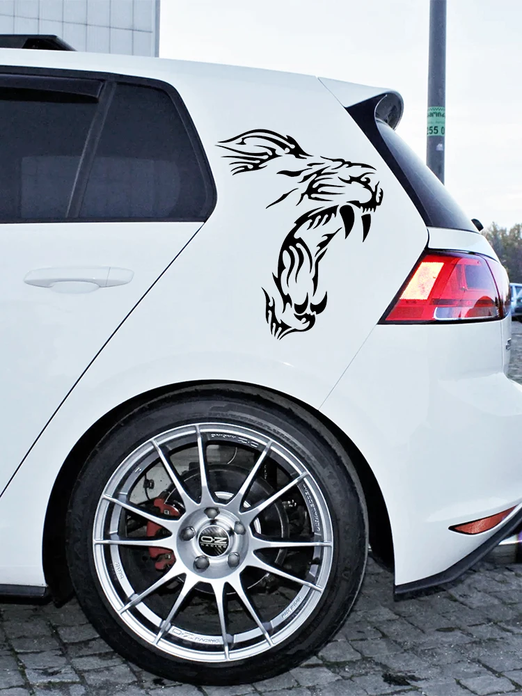 S51455# Black Transparent Car Stickers Vinyl Decal Yawn Lion Motorcycle Decorative Accessories Creative Laptop Helmet - купить по