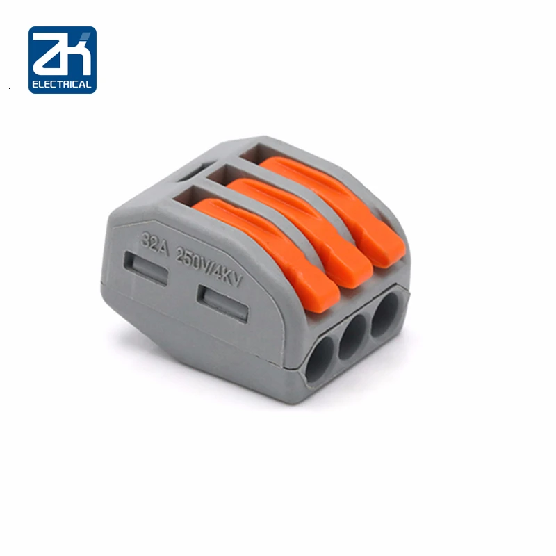 

10 pcs/lot 222-413( 213) Universal Compact Wire Wiring Connector 3 pin Conductor Terminal Block With Lever