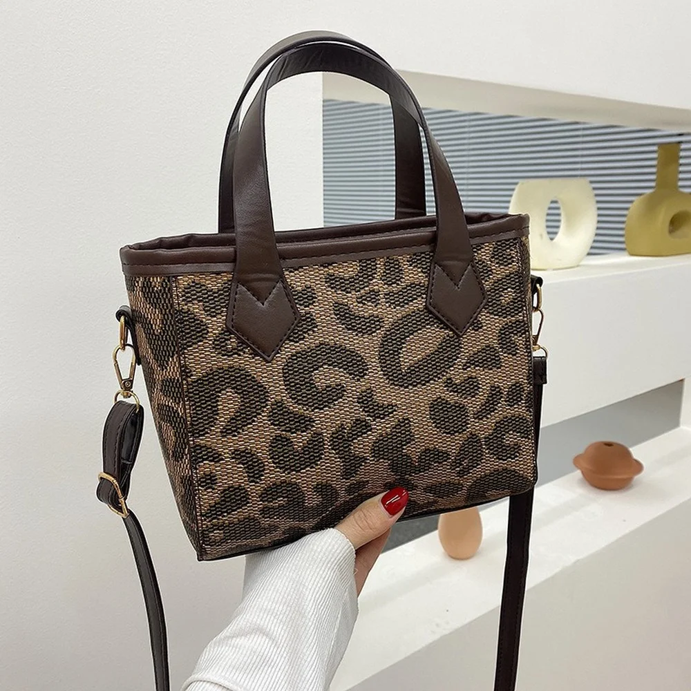 

Women Fashion Bag Female New Trendy Casual Shoulder Fashion Leopard Messenger Crossbody Bucket Bag Luxury Handbags Designer