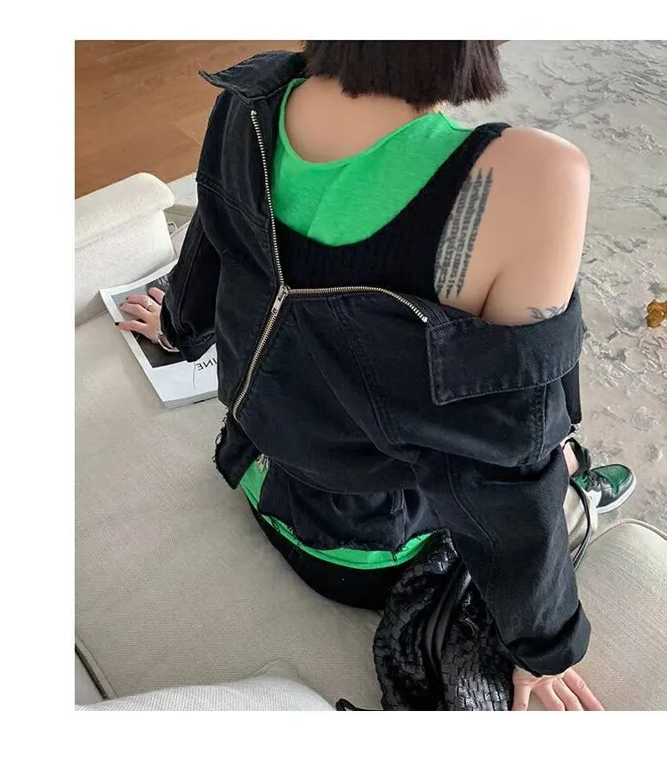 

Fashion new spring and autumn Korean version of loose thin section net red wild denim jacket