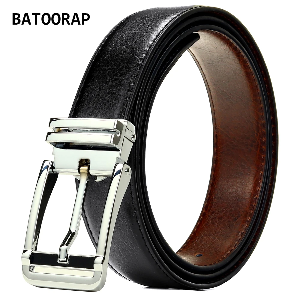 

BATOORAP Youth Man Fashion Jeans Waistband Pin Buckle 33 MM Width Mens Black Leather Belt Strap TZ510P034
