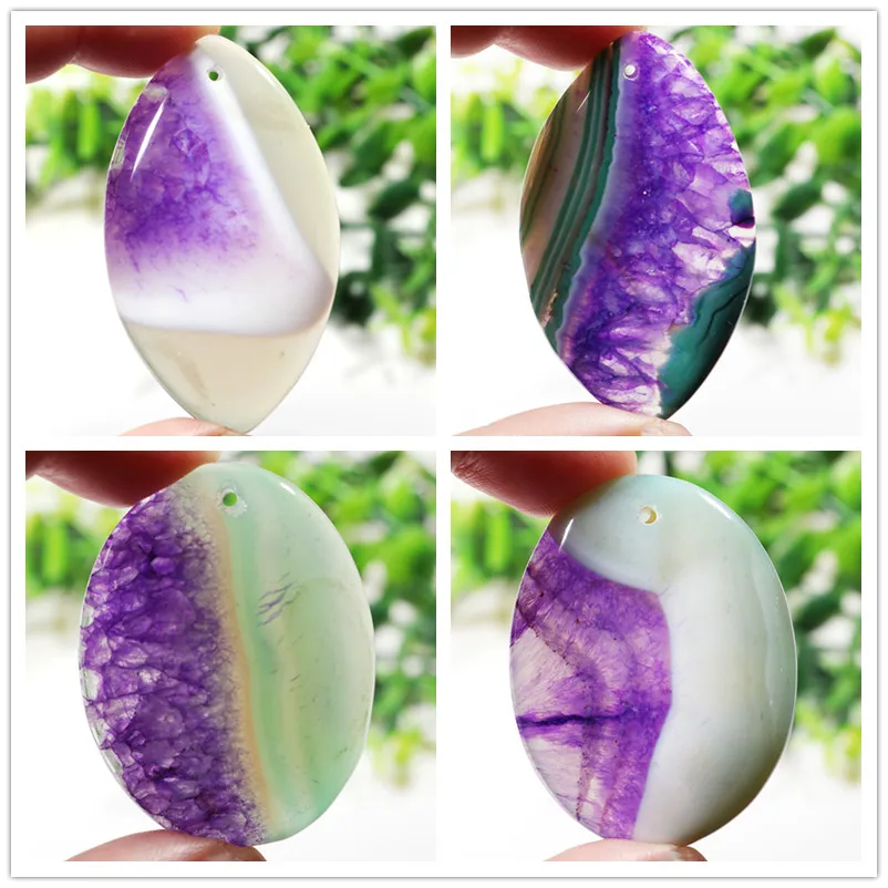 Natural Crystal Stone Green Purple Heart Shape Charms Accessories Beads For Necklace DIY Jewelry Making Pendants | Украшения и