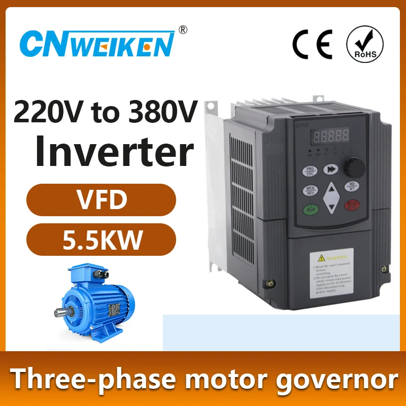 

5.5KW/4KW 220V to 380V 3 Phase 5HP VFD Variable Frequency Inverter Converter Changer Variator for Motor Speed Control Invert