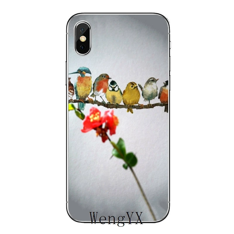 Аксессуары для телефона с акварельным рисунком птиц чехол iPhone 11 Pro XS Max XR X 8 7 6 6S Plus 5