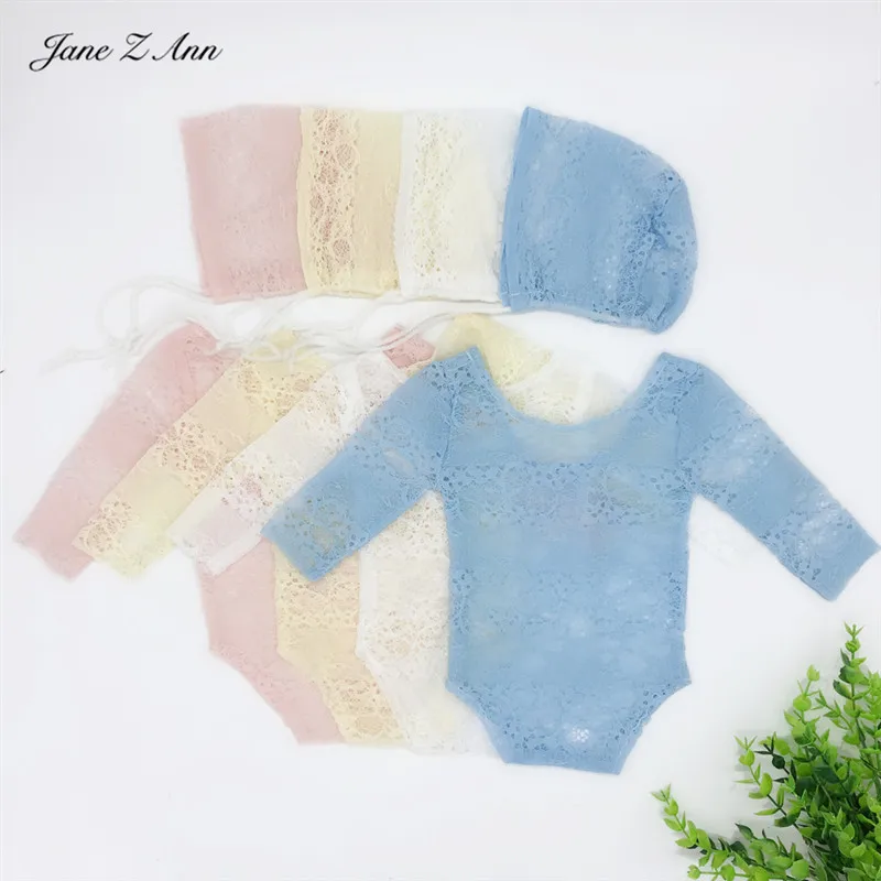 

Jane Z Ann Newborn props for photography 4 colors infant Lace Clothes Baby Princess Hat+ bodysuit studio photo shoot outfits