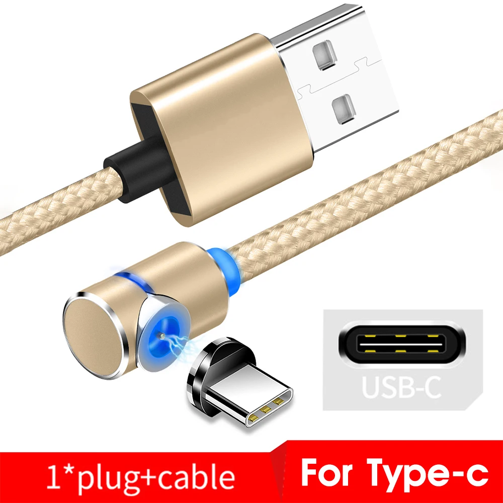 Магнитный usb кабель для зарядки для iPhone, быстрая зарядка, кабель для Android, Магнитный провод для samsung, Micro usb type C, кабель для зарядки, шнур для передачи данных - Цвет: Gold For Type C