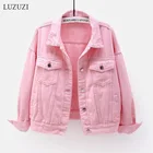 Женская джинсовая куртка яркого цвета LUZUZI, весенне-осеннее Короткое женское пальто, джинсовые куртки размера плюс, Корейская Повседневная Свободная верхняя одежда