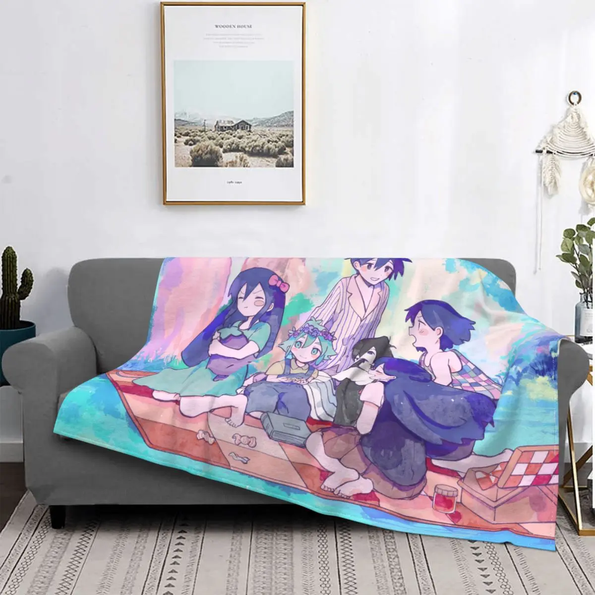 

Omori Basil Mari Kel Aubrey Hero Blanket Omori Game Wool Vintage Soft Throw Blankets for Home Autumn/Winter