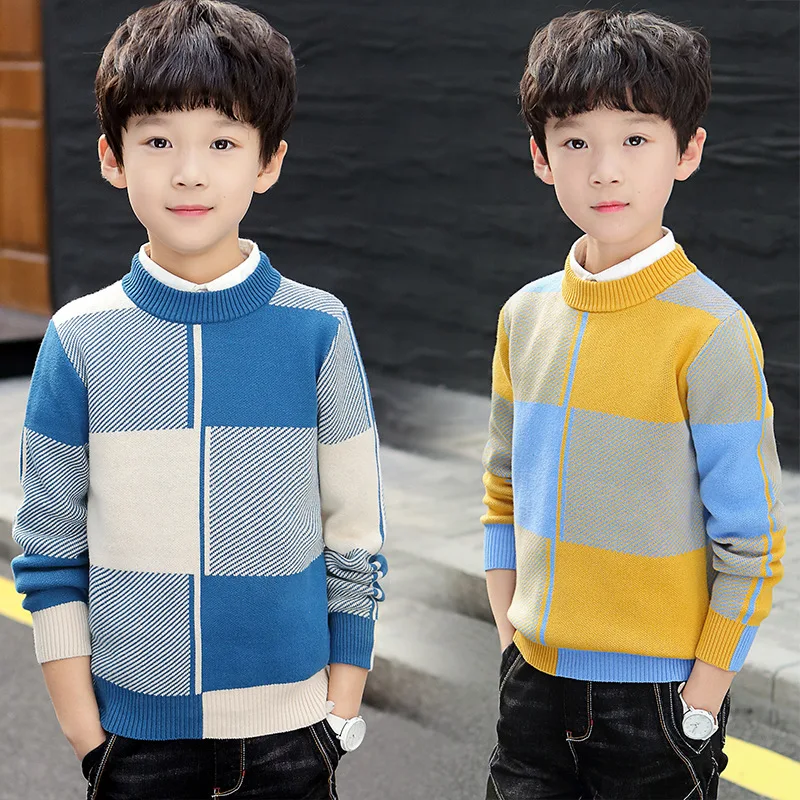Зимняя детская одежда зимняя хлопковый утепленный свитер для мальчиков пуловер