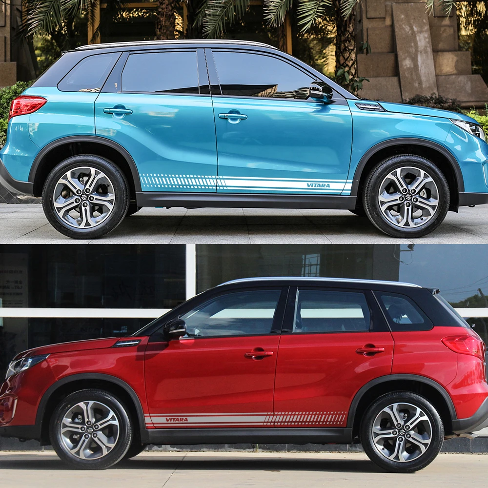 2 шт. для Suzuki Vitara автомобильные длинные боковые наклейки на юбку DIY виниловая пленка авто Спорт Стайлинг наклейки автомобильный тюнинг автомобильные аксессуары