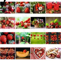 modern fruit delicious strawberry diamond painting 5d diy wall art exquisite red strawberry square diamond inlaid home decor