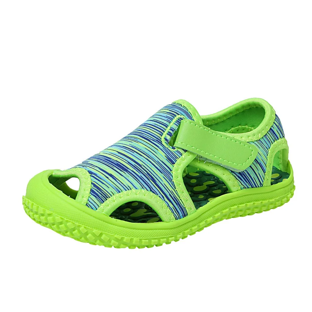 

40# Hook-loop Hollow Out Summer Shoes Rubber Buttom Flat Casual Baby Sandals For Girls Non-slip Outdoor Sneakers Sandals Shoes