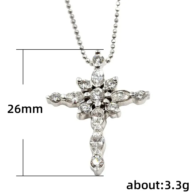 

Luxury Silver Plated Crystal Cross Pendant Necklace White Zircon Cocktail Party Women's Necklace Wedding Jewelry Lover's Gifts