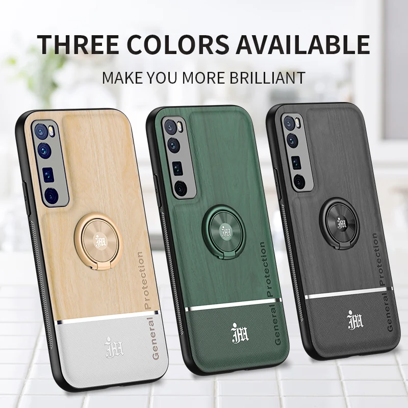 

For Huawei nova 3i 4 4e nova5 5pro 5i 5ipro Case Wood Grain Leather For Huawei nova6 5G 6se 7 7se 7pro Ring Splicing Case Cover