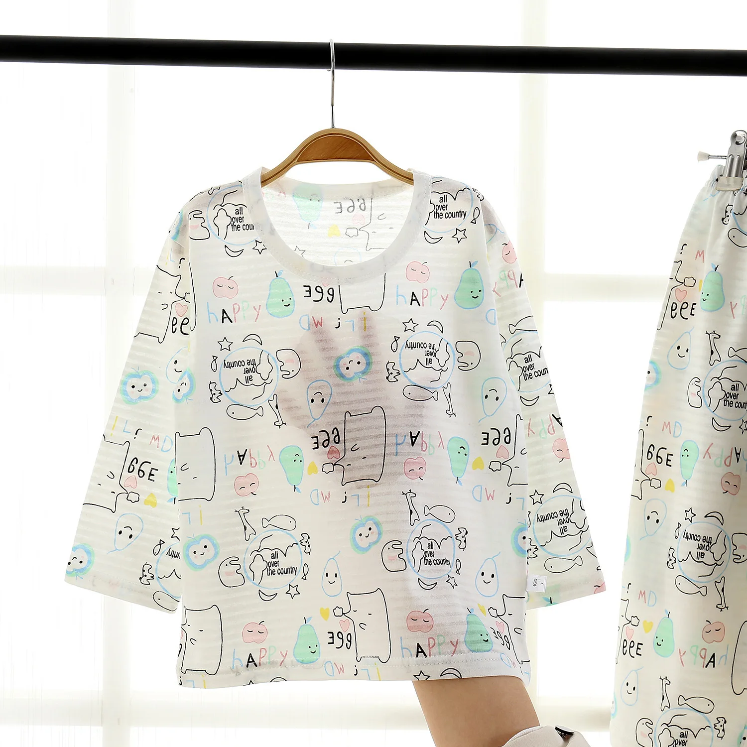 Осенние пижамные комплекты для детей Топ с длинным/коротким рукавом и мультяшным