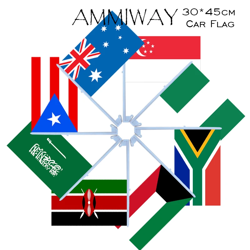 Автомобильные флаги AMMIWAY 30x45 см Сингапур Нигерия Южная Африка Кувейт Кения