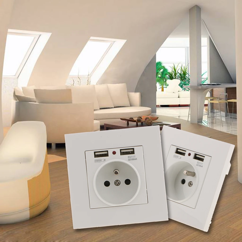 

Mixed 86 Wall Socket Outlet Switch Panel with 2.1A USB Port Standard Charger