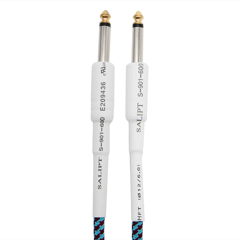 

10FT Guitar Bass 6.35mm 1/4" Mono Male to Male Audio Cable Wire Braided Cord